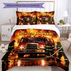 3PC Custom Name Firefighters Bravery Flames Bedding Set Duvet Cover Closure Includes 1 Duvet Cover & 2 Pillowcases for Bedroom