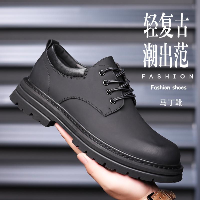 Youth Shoes Casual Soft Sole Outdoor Sports Men's Business Casual British Yellow Leather Men's Versatile Tooling Shoes Big Head Shoes