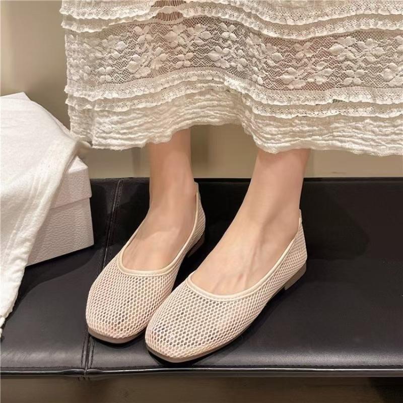 Letnie Damskie Siatkowe Puste Płaskie Sandały Miękka Podeszwa Antypoślizgowe Płaskie Wsuwane Lekkie Oddychające Z Okrągłym Czubkiem