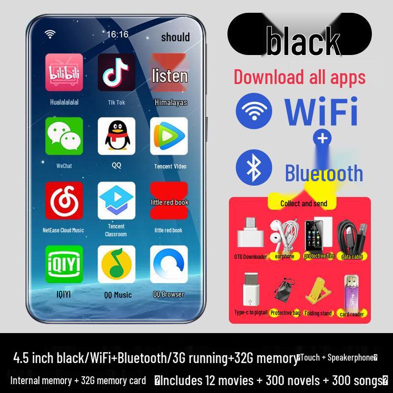 WLAN-fähiger MP4/MP5-Player: Tragbares Vollbildgerät für Musik, Video, Bluetooth und E-Book-Lesen