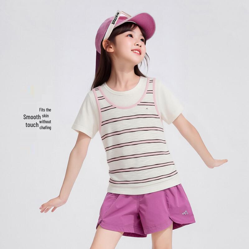 Girls' Striped Breathable Short-Sleeve T-Shirt