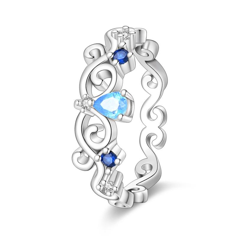 New 100% 925 Silver Fashion Sunflower Sun Moon Wide Rings Classic Heart-Shaped Crown Female Rings Elegant Party Jewelry