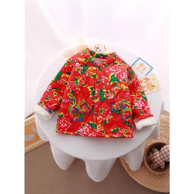 Severovýchod Velký květinový kabát Zesílená květinová vatovaná bunda Zima Etnický styl