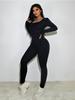 Square Neck Solid Color Ribbed Yoga Sports Pants Women Tight Sexy Cuffed One Piece Jumpsuit Fashion Beach Vacation Elegant Outfit