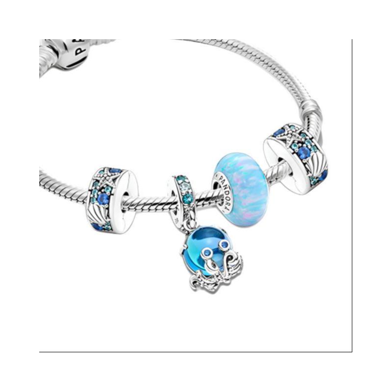 Pandora Accompanying the playful octopus 925 silver set 925 silver glass synthetic opal bracelet for women ZT2375