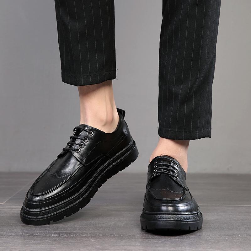 

Летние новые деловые мужские туфли на платформе, британская мода, повседневные кожаные туфли, часть Z06-A 44 чёрный