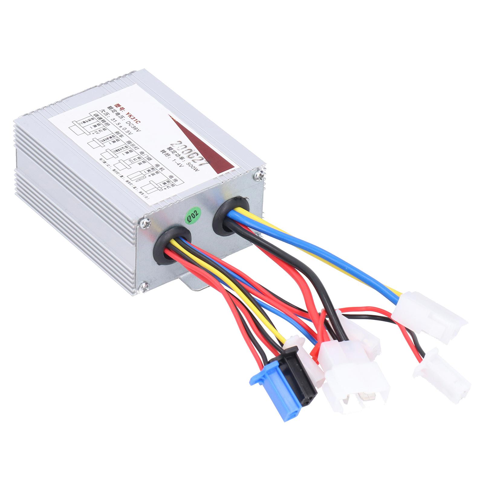Contrôleur de Vitesse à Balais 36V 500W, Aluminium avec Dissipation Thermique et Fils Robustes, Performance Stable Professionnelle, avec Poignée d'Accélérateur Antidérapante