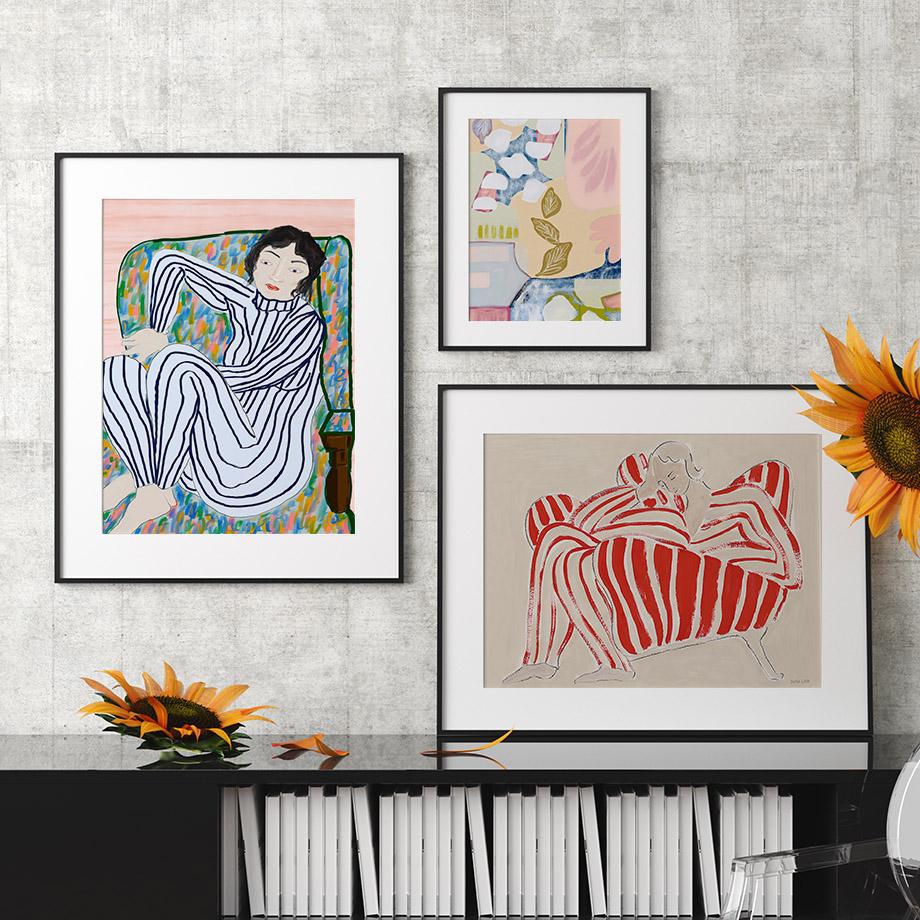 Abstract Figure Lines Stripe Girl Colorful Wall Art Canvas Painting Posters And Prints Hotel Bar Pictures For Living Room Decor