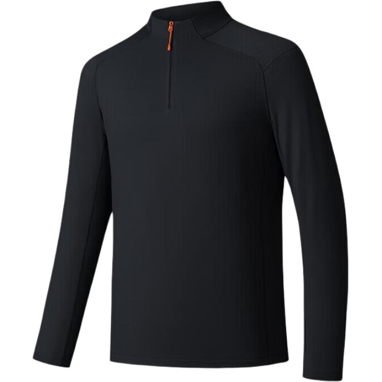 Anta Simple Stand Collar Comfortable Casual Solid Color Versatile Long Sleeve T-Shirt Men Tops 152530412-4