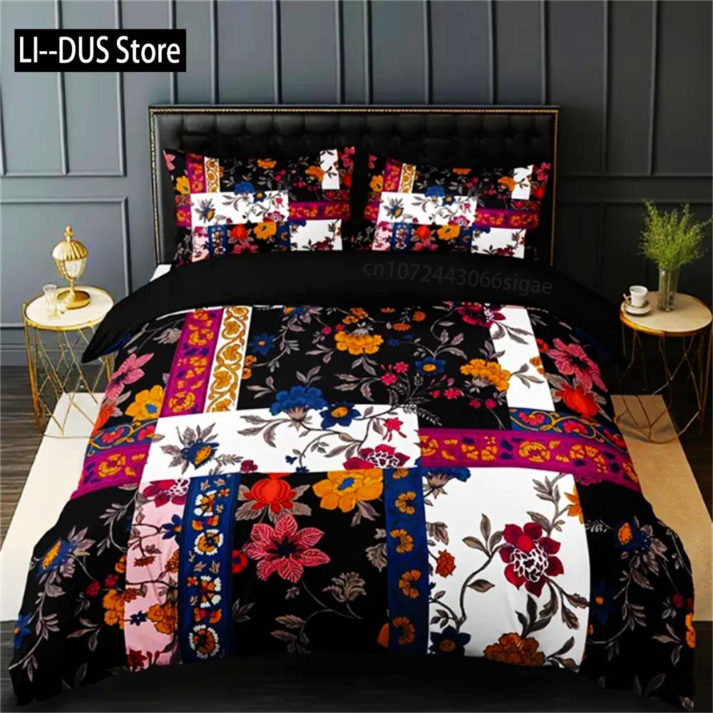 

Comforter Floral Patchwork 3Pcs - 100% Polyester Breathable Bedding Digital Print Machine Washable No Insert Included Comforter (quilt)-EU Single(135*200cm)3pcs
