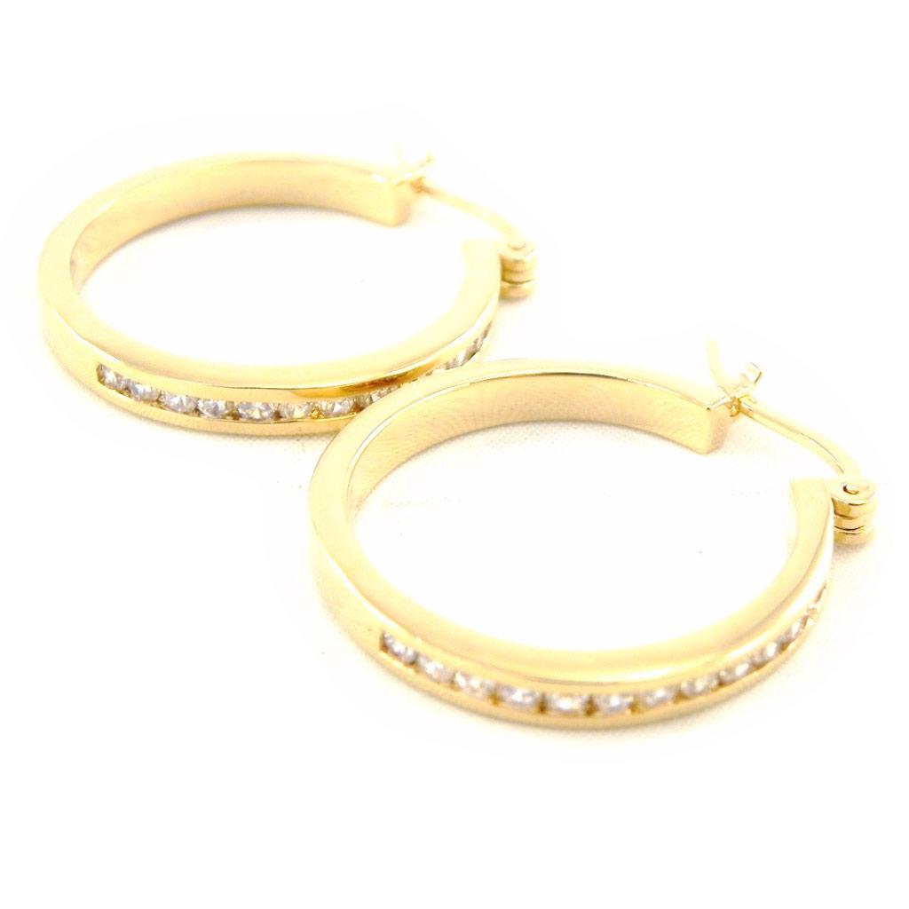 Les Trésors De Lily [G2059] - White Gold Plated 'Cristal Plénitude' Hoop Earrings