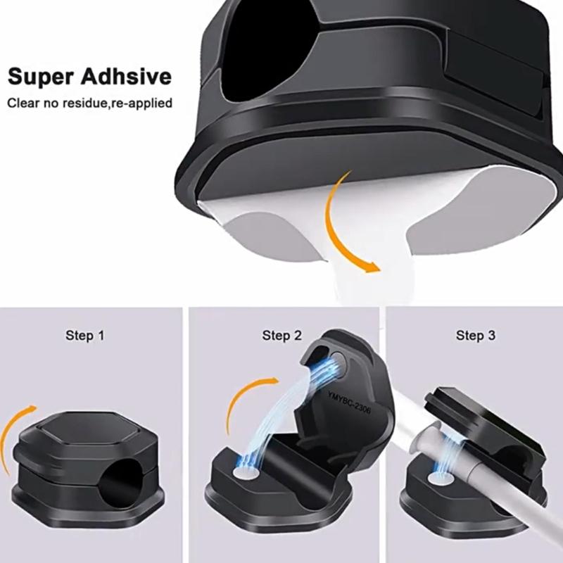 Magnetický organizér kabelů, klip pro noční stolky, nabíječku telefonu a správu kabelů k počítači