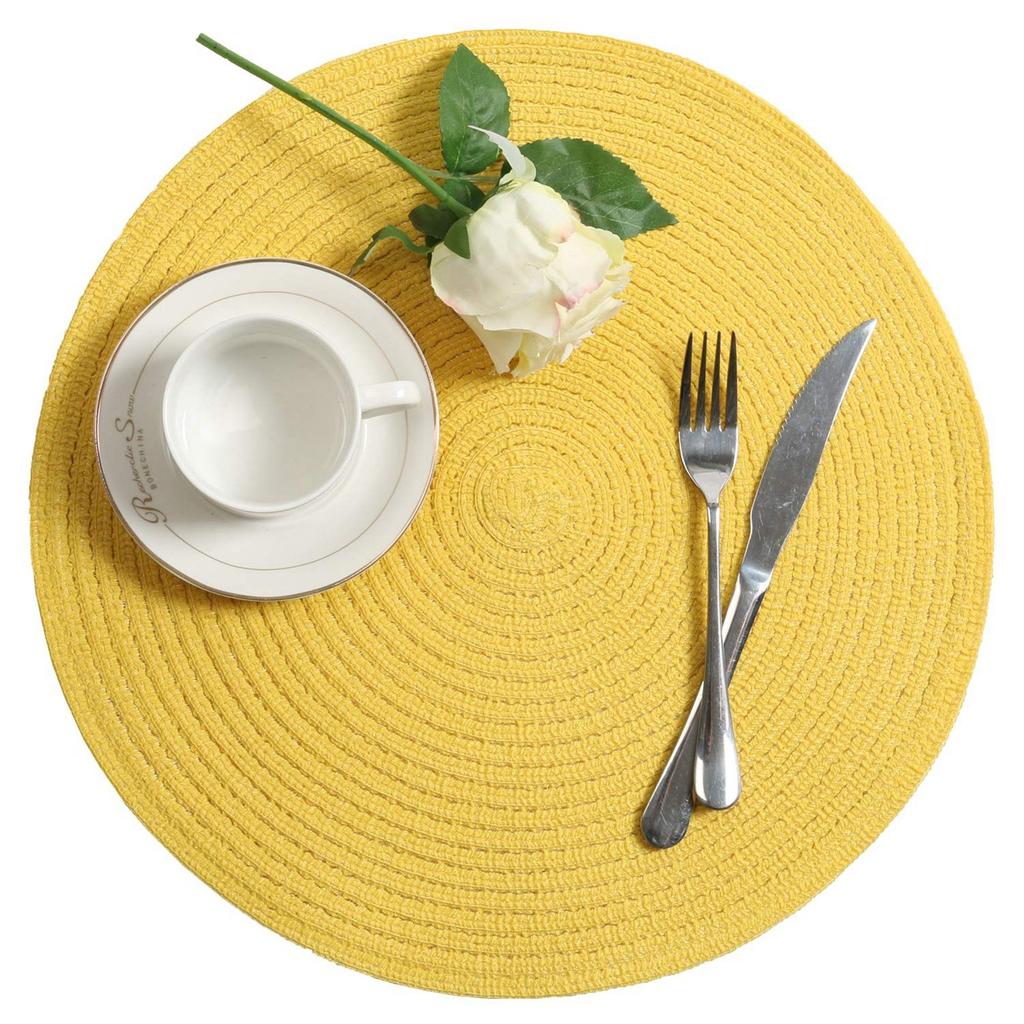 4-piece Cotton Woven Table Mat Woven Cup Mat Non- Table Mat Kitchen 15-inch Room Table Mat