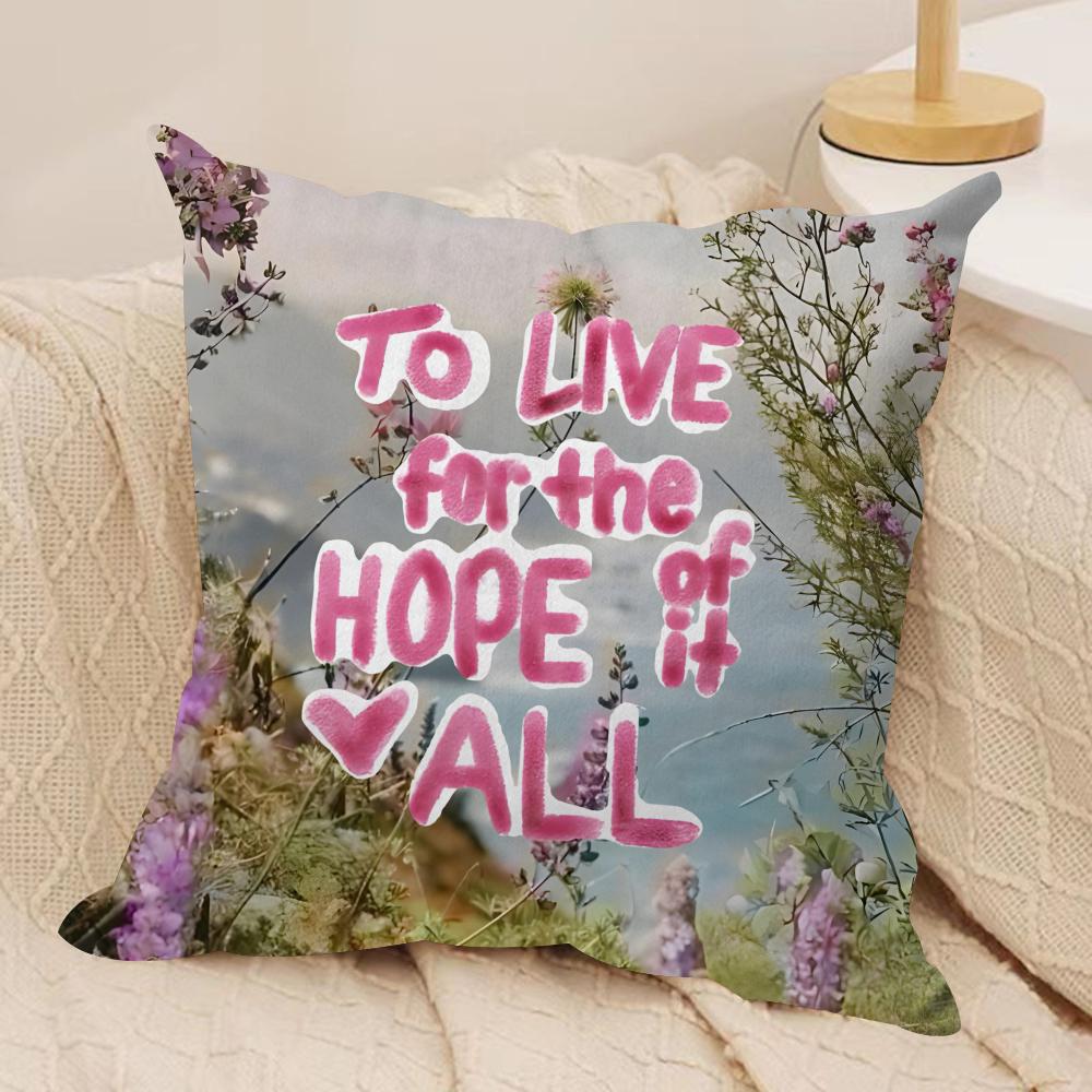 Positive Words Cushion Cover Soft Plush Fabric DoubleSided Printed Cushion Covers for All Seasons Home Decor