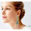 Touchstone Indian Bollywood Glamorous Handmade Contemporary Designer Jewelry Long Chandelier Earrings Rhinestone Crystal Gold Silver Tone Turquoise