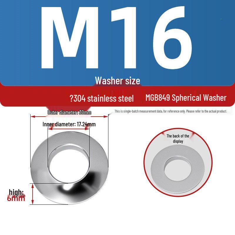 304 Stainless Steel Conical, Spherical, and Concave Convex Washers (M6, M8, M10, M12)
