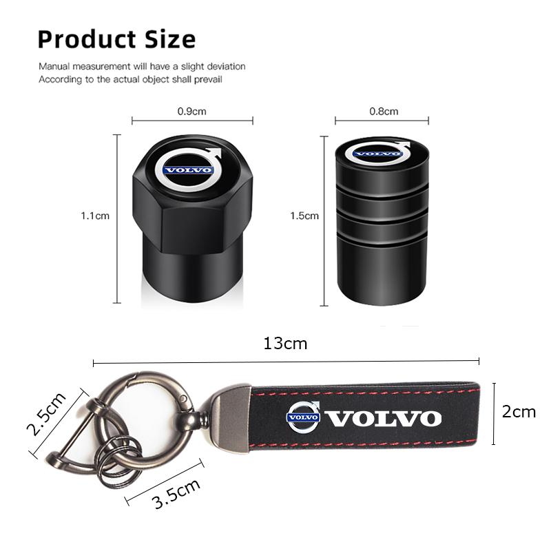 AAAZL1 Car Wheel Tire Valve Stems Cap Auto Badge Keychain Suede Keyring For Volvo XC90 V90 V60 XC60 V40 EC40 EX40 S80 S60 S90 C40 XC40