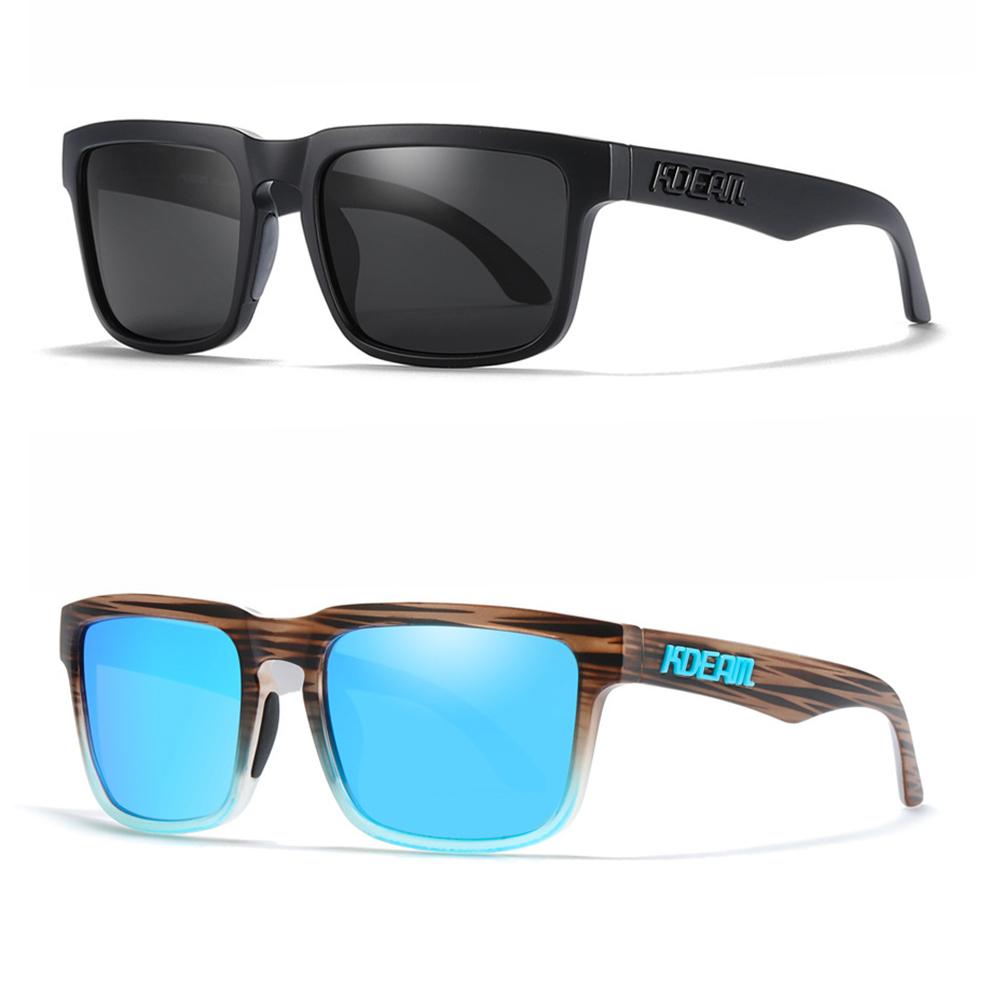 2PCS - KDEAM Brand Original Design Men Square Polarized Sunglasses Fishing Fashion Women Sun Glasses Colorful Eyewear