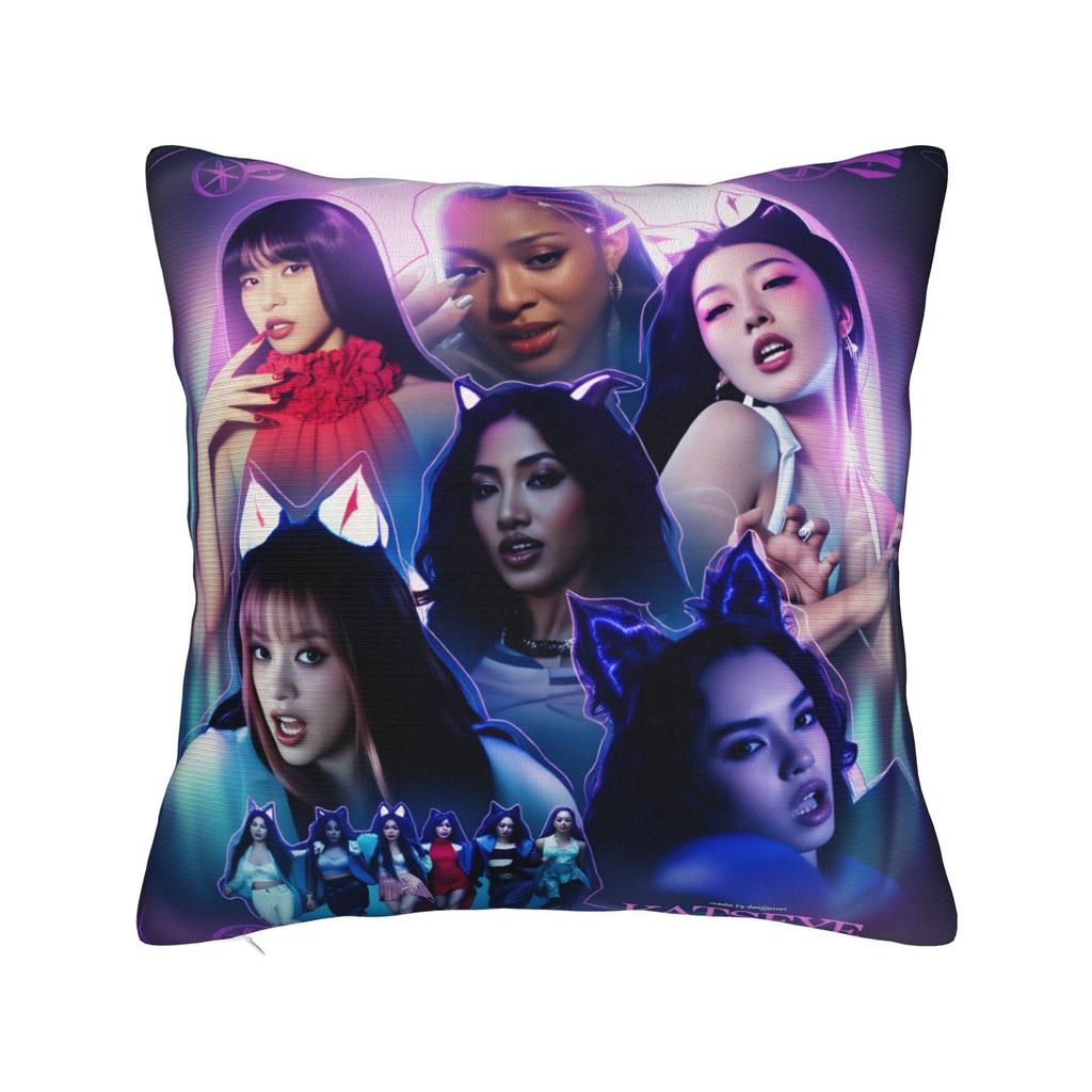 Katseye Kpop Music Pillow Cover Cute Funny Pillow Case For Living Room Sofa Soft Pillowcases Gift