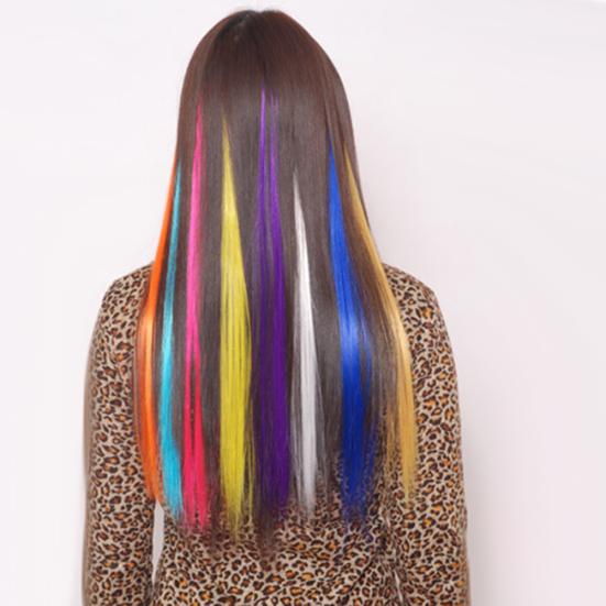 55cm Ombre Hairpieces For Women Multicolor False Hair Synthetic Hair Extensions