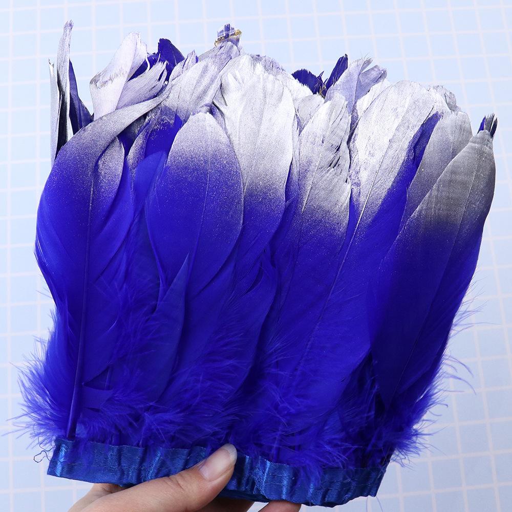 1 Meter Soaked Goose Feather Decorative Ribbon Natural Swan Feather Decorative Wedding Dress Feather Dyeing 15-20Cm