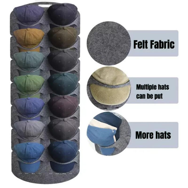 14/7 Grids Cap Storage Rack Wall Mounted Hat Display Holder Felt Hats Organizer Baseball Caps Hats Hanger