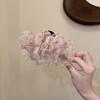Fairy Mesh Rhinestones Hair Claw Clips for Women Big Sweet Multilayer Bow Hairgrip Solid Color Acrylic Headdress Accessories