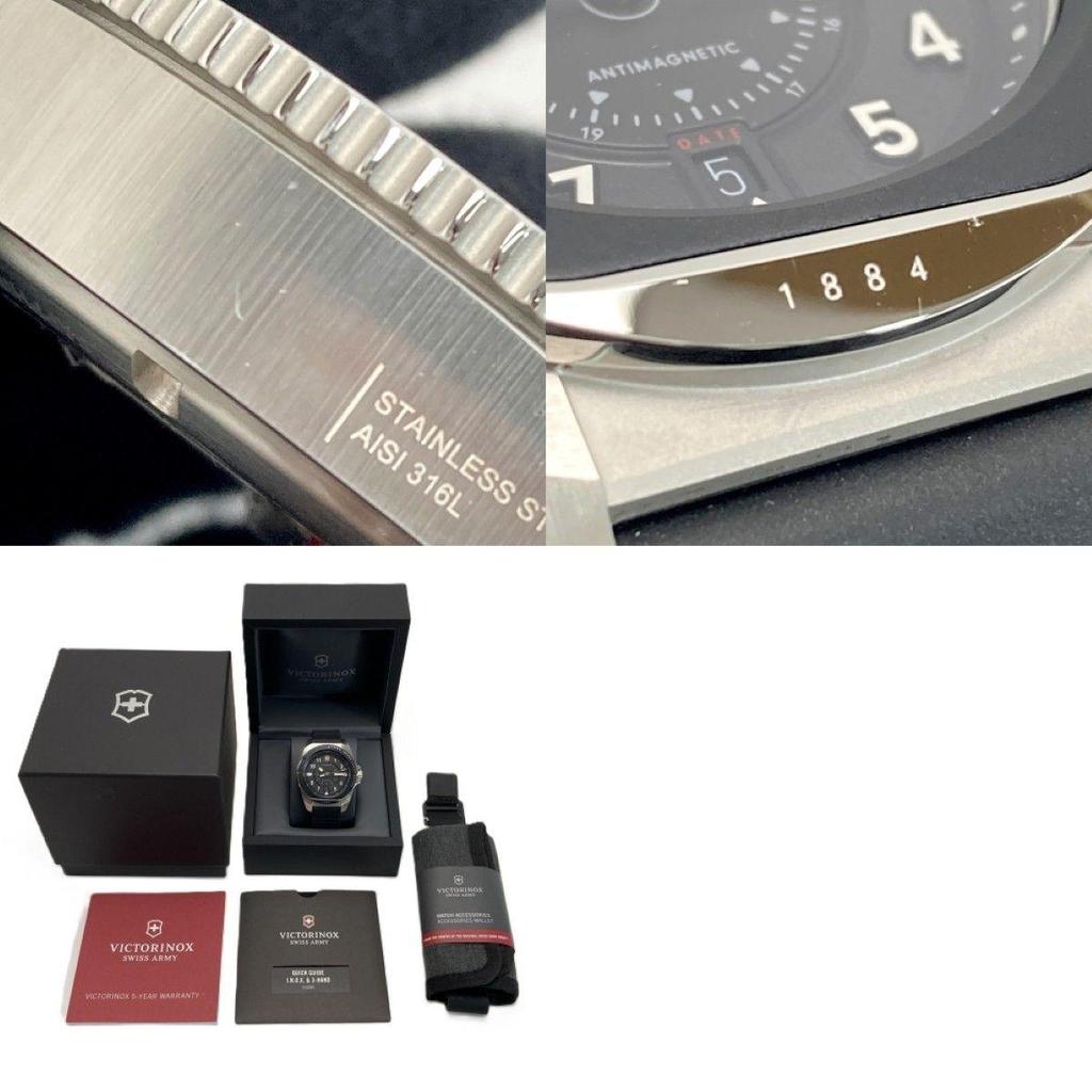 Used VICTORINOX Journey 1884 242009 Black Quartz Men's Watch with Box and Manual Journey