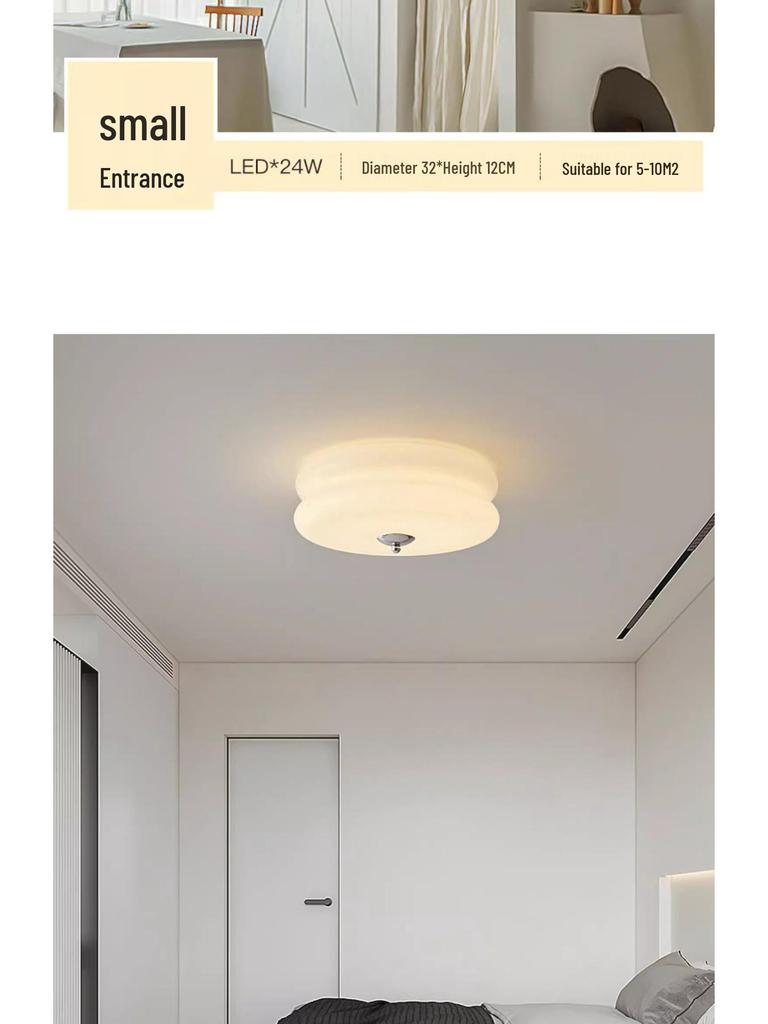 Vintage Bauhaus French Cream Glass Ceiling Lamp for Bedroom or Balcony