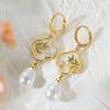 New Retro New Chinese Style Bamboo Leaf Pearl Earrings with Elegant Temperament and Cheongsam Earrings, National Fashion