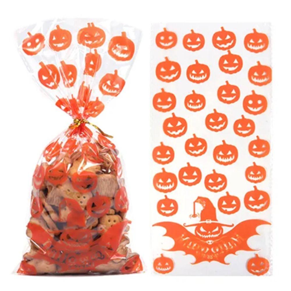 50pcs/pack Bat Pattern Dessert Packaging Bag With Ties Gift Bags Halloween Candy Bags  Home