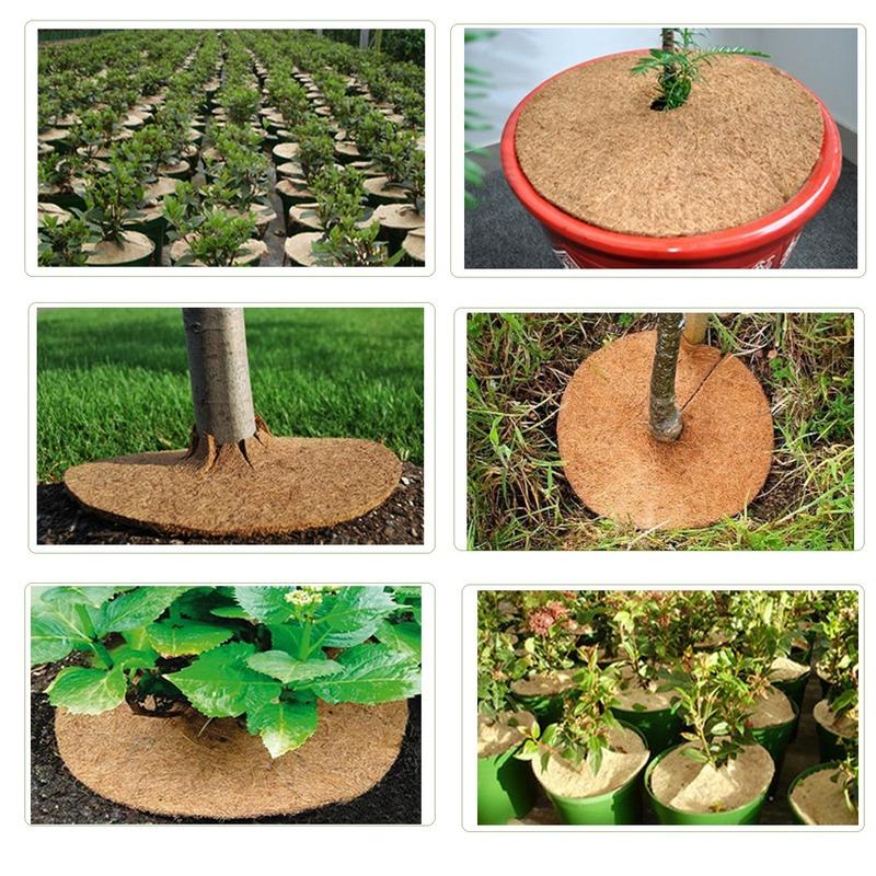 5pcs Horticultural Flowerpot Anti Grass Mat, Circular Coconut Palm Flat Mat, Tight Coconut Clothing Root Protection Breathable Pad
