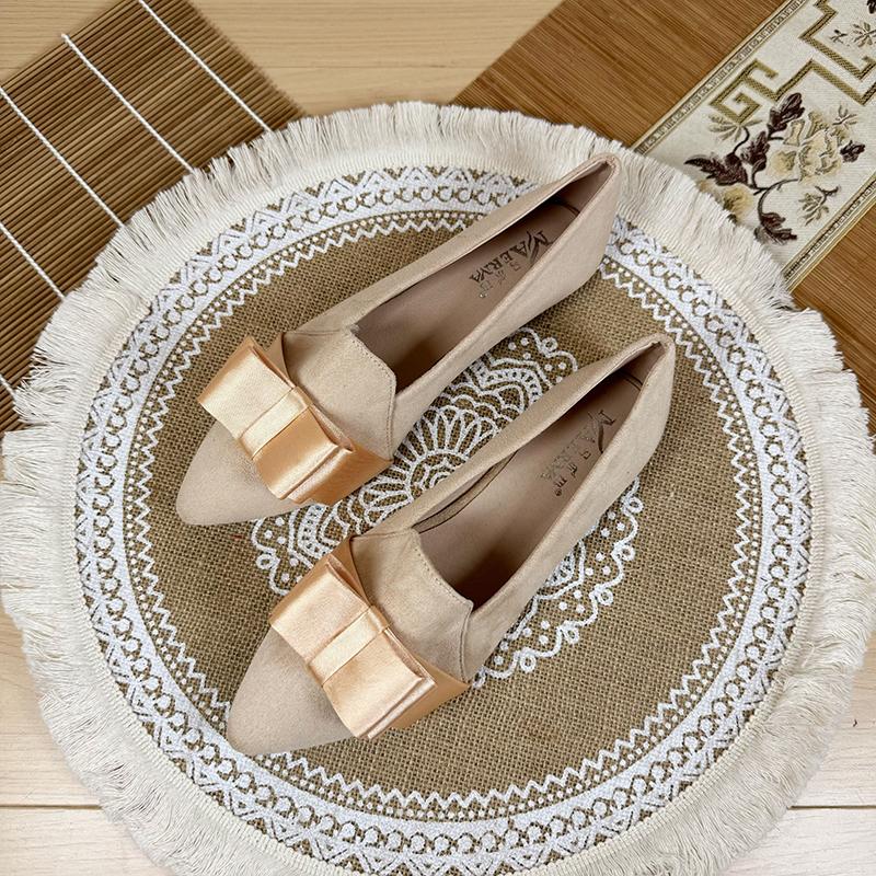Fashion Flat Shoes for Women Spring and Autumn Retro Butterfly Bow Large Size Women's Shoes 42 43 44 Loafers Women  Ladies Shoes