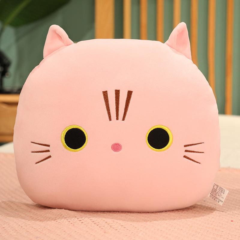 30X30Cm Down Cotton Plush Cat Pillow Stuffed Ultra Soft Cartoon Animal Round Hands Burner Back Support Plushie Gift