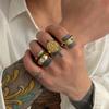 Hip Hop Diamond Inlay Ring for Men Fashion Personality High End Chunky Finger Jewelry