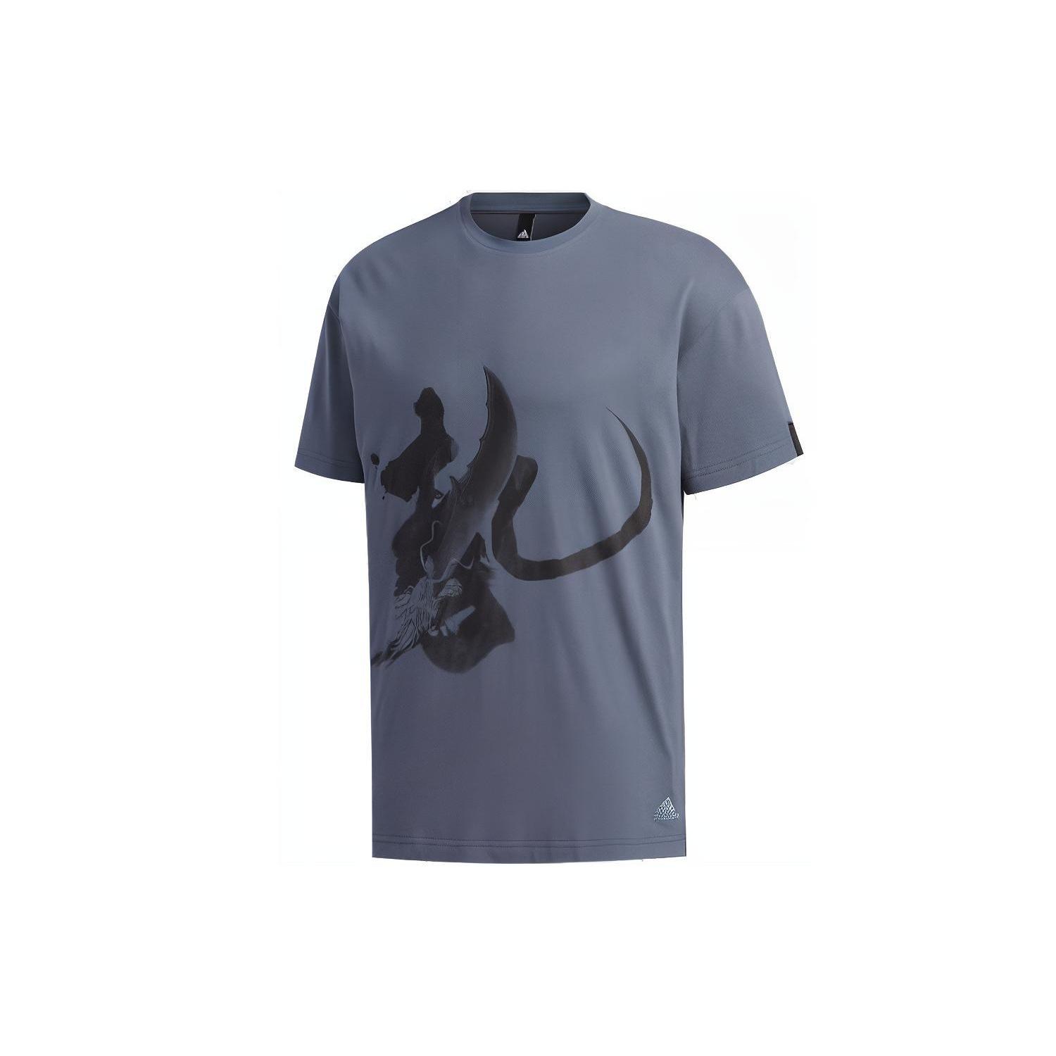 adidas Sports Round Neck Short Sleeve WUJI Story Blue Men s FM9350 L