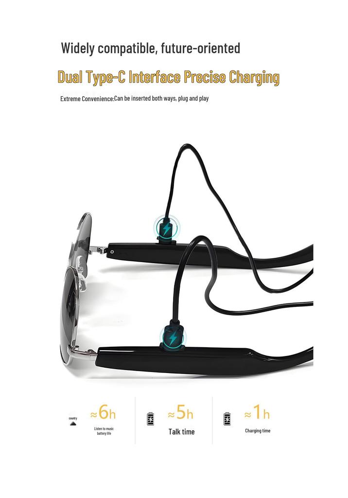 CrossAI Bluetooth Smart Glasses with Metal Spring Hinges for Music and Calls