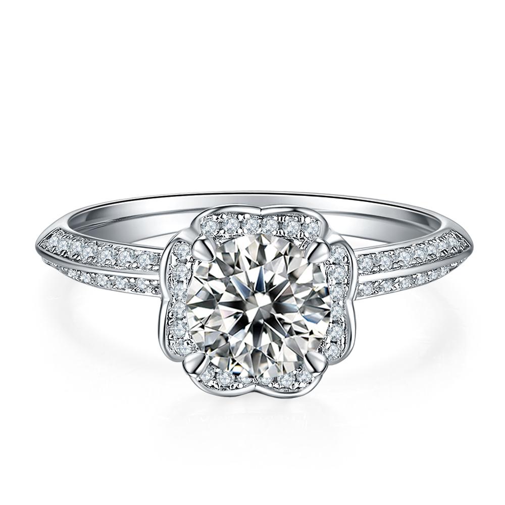 Silver Women Wedding Moissanite Engagement 1ct Moissanite Diamond Tarnish Free Waterproof Jewelry
