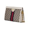 Gucci Ophidia Vintage Logo Stripe Web Chain Canvas And Leather Envelope Clutch Bag Women Bags Ebony White 503877-K05NB-9794