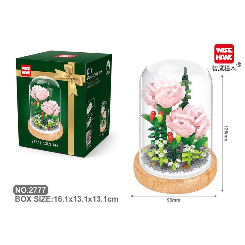 Flower Micro Building Blocks Lily Rose Tulips Bouquet Immortal Daisy Sunflower Mini Brick Figure Toy For Home Decor With Display