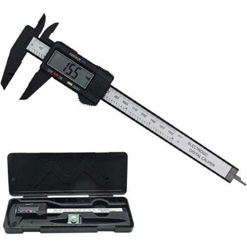 Generic DTY Vernier Caliper, 0-150mm, ABS + Carbon Fiber, Digital Caliper with Storage Case (Black)