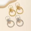 Fashion Metal Multilayer Round Drop Earrings For Women Exaggerated Geometric Hollow Personality Earrings Jewelry Party Gifts