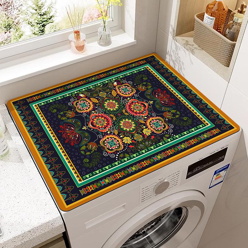 Retro Washing Machine Covers Kitchen Absorbent Coffee Machine Refrigerator Cover Pad Drain Pad Microwave Oven Insulation Pad