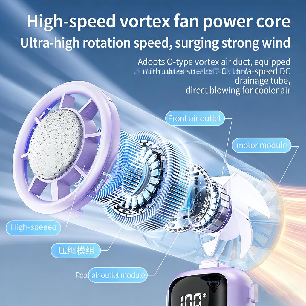 Ultra High Speed Portable Handheld Fan Semiconductor Ice Compress Cooling 100-Speed Stepless Rechargeable Mini Fan for Travel