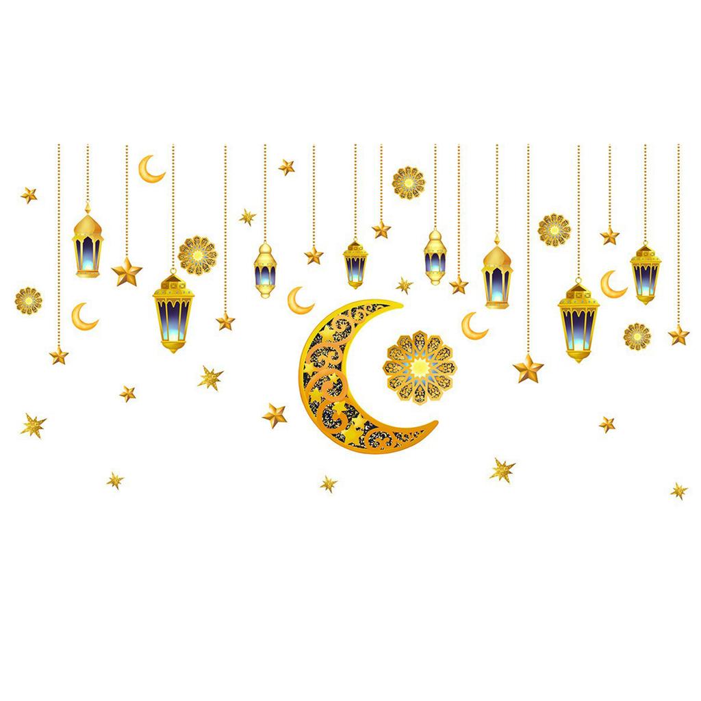 Ramadan Wall Stickers Moon Star Lantern DIY Wall Decal Ramadan Decoration For Home Decor Islamic Muslim Mural Eid Mubarak