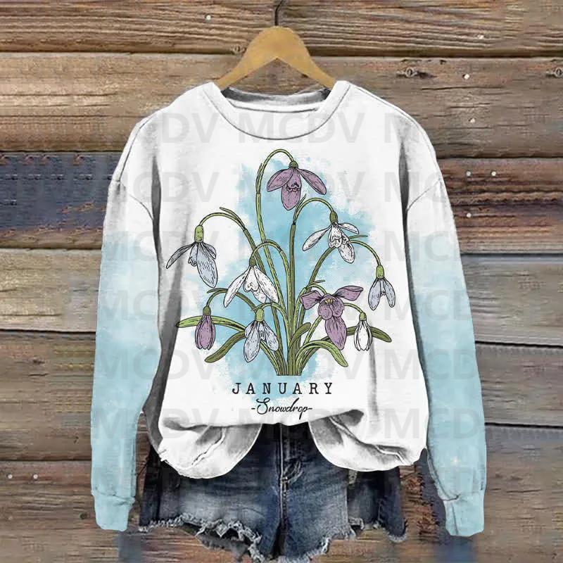 Lily Of The Valley Ombre Print Crew Neck Sweatshirt 3D Printed Women Casual Pullover