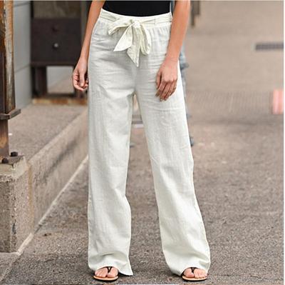 Women's Casual and Comfortable Elastic Pants Wide-legged  Mid-waist Pants