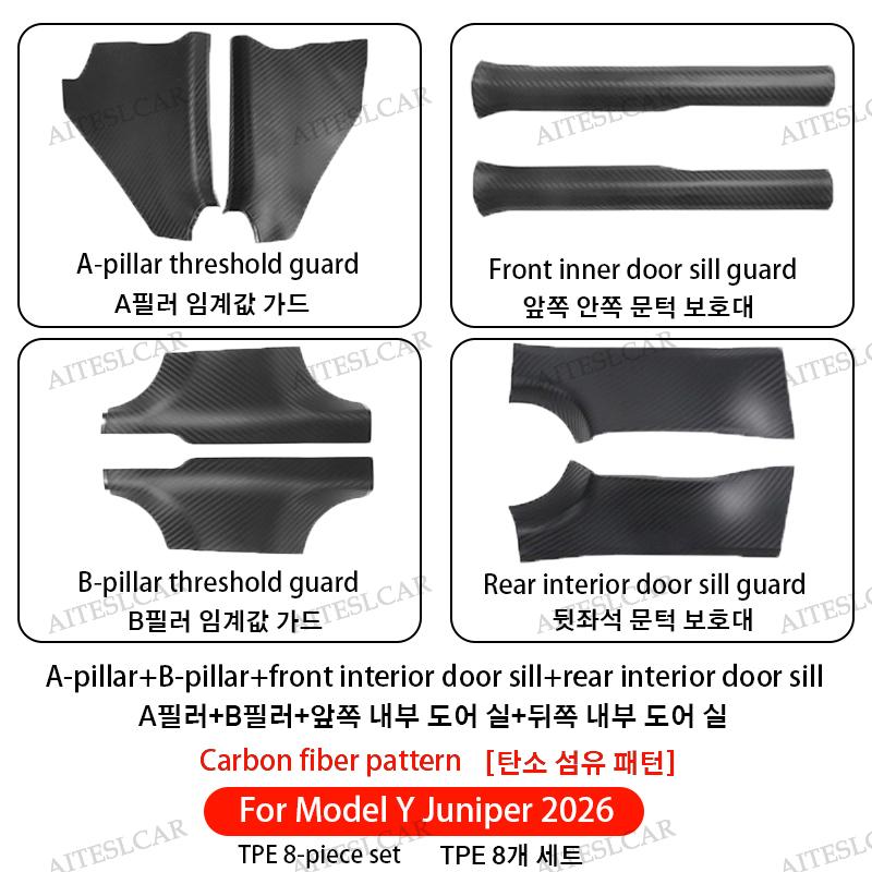 Pour Tesla Model YL 2026 TPE Protections de Seuil de Porte Avant Arrière Bande de Seuil Imperméable Panneau de Protection Anti-coup Accessoires Intérieurs