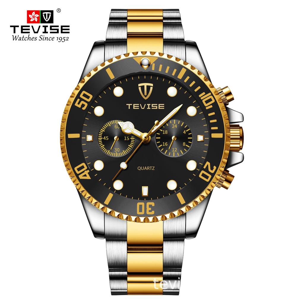 Tevise Men Business Watch Stainless Steel Quartz Watch Date Fashion Casual Watches Sapphire Crystal Watch