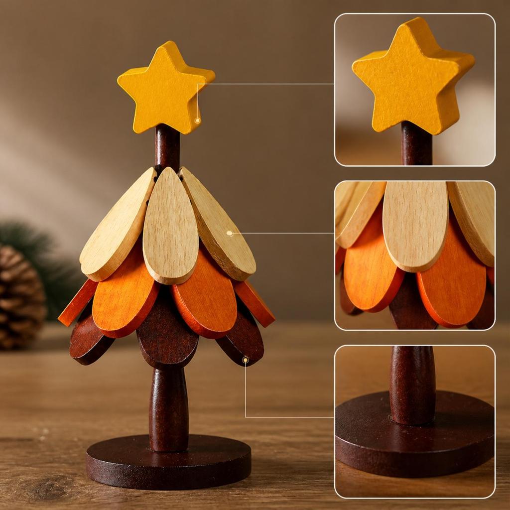3 Pieces Freestanding Wooden Warming Mat with Detachable Assembly Festive Christmas Tree